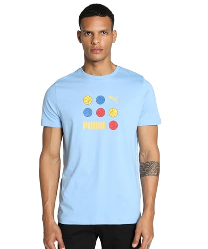 Puma Men's Graphic Print Slim Fit T-Shirt (679423_Day Dream