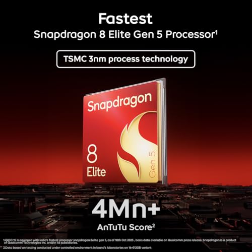 iQOO 15 (Apex 2026, 12GB RAM, 256GB Storage) |Fastest Snapdragon 8 Elite Gen 5 Processor* | Samsung 2K M14 Lead OLED Display | Origin OS 6 with Personalized AI Features