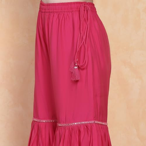 Biba Girl's Viscose Blend Kurta Set (KWSNKIS6315SS25PNK_Pink