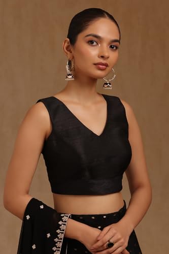 Soch Womens Black Tussar Solid Padded Blouse