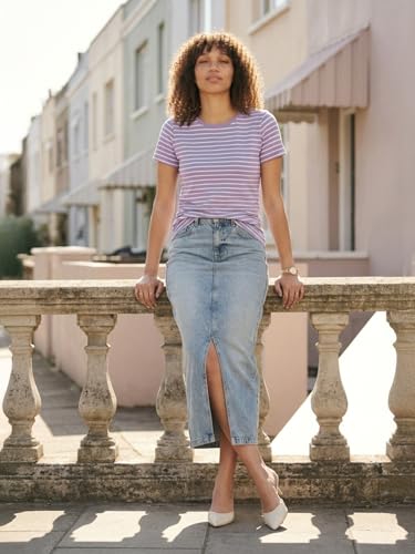Max Women Striped T-Shirt (Purple_XL)