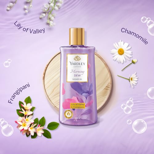 Yardley London| Shower Gel| Morning Dew| with Natural Oils of Lily of the Valley & Frangipani| No Parabens| No Silicones | 250ml