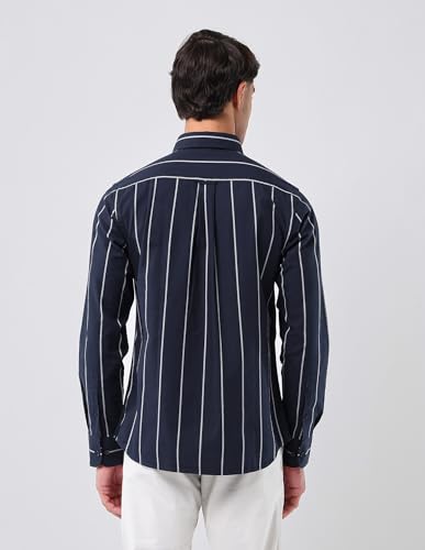 U.S.Polo Association Men's Vertical Striped 135Th Shirt (USSHT3128_Navy_39)