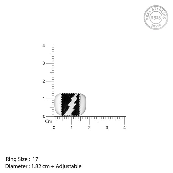 GIVA 925 Silver Oxidised Silver Thunder Ring For Him,Indian - 20 | Gifts for Men and Boys | With Certificate of Authenticity and 925 Stamp | 6 Month Warranty*