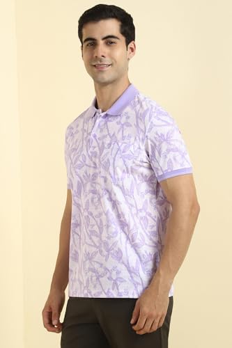 Allen Solly Men White Print Polo Neck T-Shirt