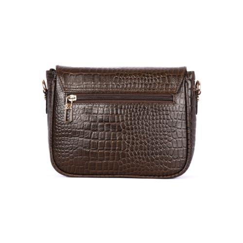 Firme Croco Women's Leather Sling Bag | Sling Bag for Women | Lightweight | Black (M Green)