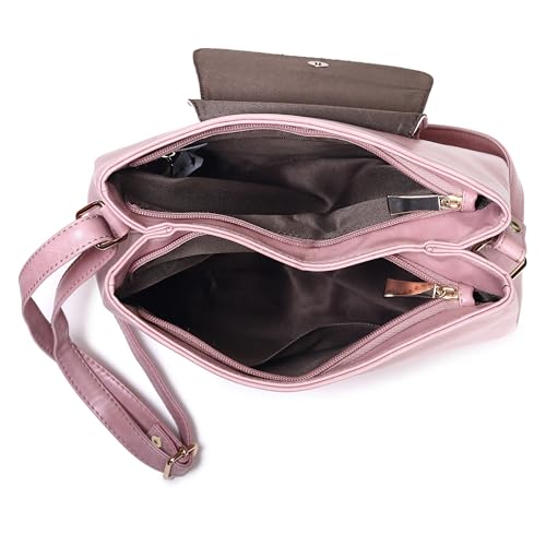 Fastrack Faux Leather Satchel For Women | Trendy Shoulder Bag With Dual Zip-Closure Compartments and Magnetic Flap | Stylish Handbag With Adjustable Strap and Inner Pockets | Trendy Women's Handbags