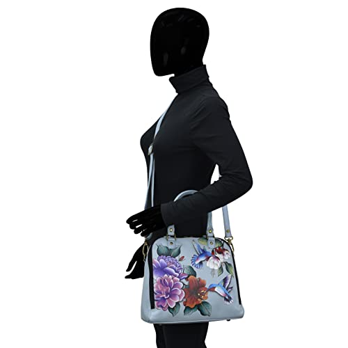 Anna by Anuschka Hand-painted Leather Organizer Satchel, Garden Jewels, One Size