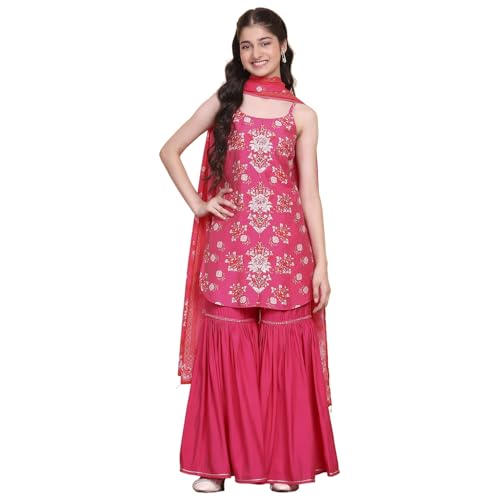 Biba Girl's Viscose Blend Kurta Set (KWSNKIS6315SS25PNK_Pink