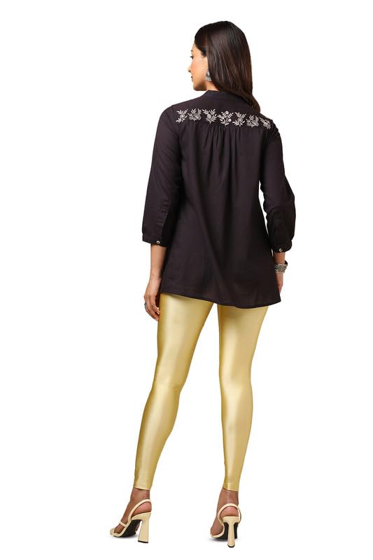 Soch Womens Gold Nylon Blend Solid Leggings