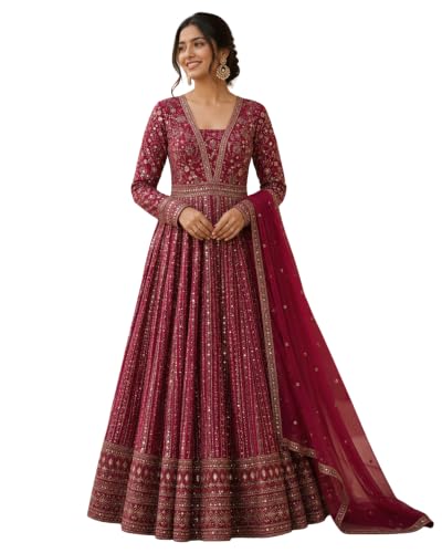 Maahi Lifestyle Gulnaar Raat Pink | Elegant Anarkali gown with a graceful flared silhouette