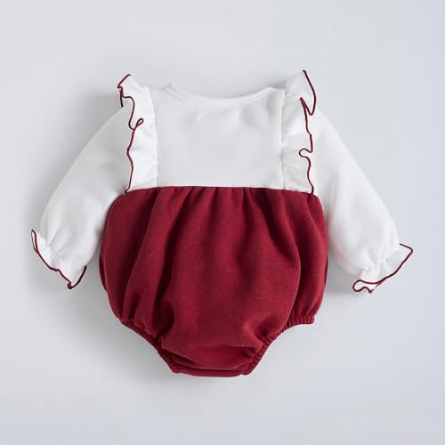 Hopscotch Girls Maroon Full Sleeves Oversized Bow Applique Onesie For Age (18-24 Months)