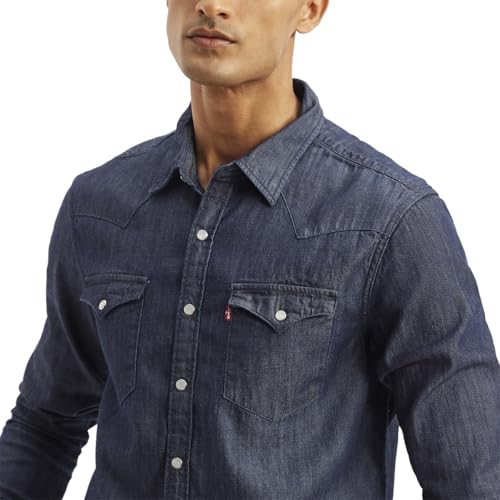Levi's Men's Solid Slim Fit Shirt Blue
