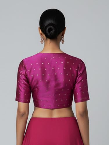Thevasa Women's Fuchsia Gold Dot Divine Depth Blouse