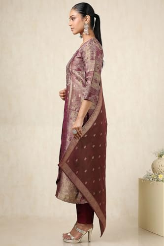Soch Women's Dola Silk Salwar Suit Set (EWS5CD21718_Rust