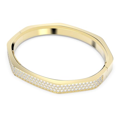 Swarovski Dextera bangle, Octagon shape, White, Gold-tone plated