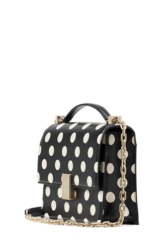 kate spade new york Women's Deco Leather Flap Chain Crossbody, Black Polka Dot, One Size