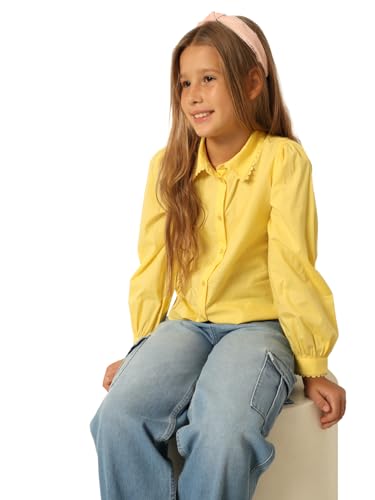 VERO MODA Girls Solid Cotton Yellow Shirt