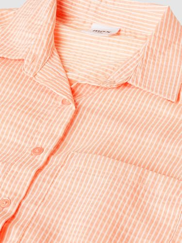 Max Girls Striped Oversized Shirt with T-Shirt (Pink_14-16 Y)