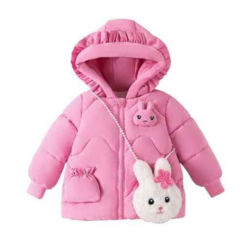 Hopscotch Girls Pink Full Sleeves 3D Bunny Applique Ruffled Long Coat For Age (4-5 Years)