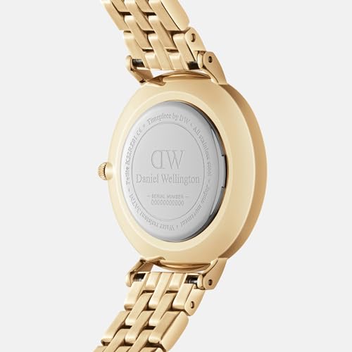 Daniel Wellington Petite Analog Watch for Women with White Round Dial & Gold Stainless Steel Bracelet Band Water Resistant Women's Wrist Watches - DW00100682K