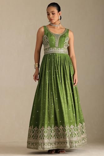 Soch Women's Viscose Blend Floor Length Gown (OWS5CD21813_Green