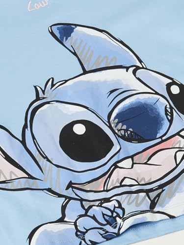 Max Girls Stitch Print T-Shirt(Blue_9-10 Y)