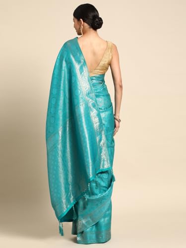 MOHEY Blue Art Silk Zari Weaved Saree for Women