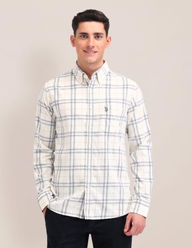 U.S. POLO ASSN. Tailored Fit Button Down Shirt (USSHT2416_Beige_46)