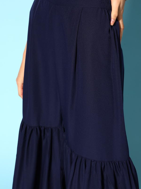 Ahalyaa Women's Polyester Kurta Set (AHKUDUSH-COMBO-469-FF-SS-25_Navy Blue