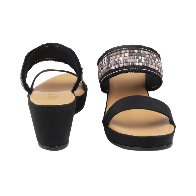 tresmode ATHN Black Women's Dress Block Heel Sandals in Size 6 UK / 39 EU