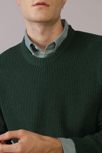 American Eagle Men Green Waffle Crew Neck Sweater