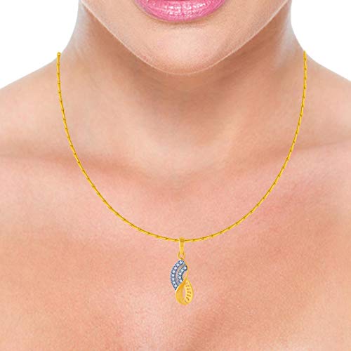 P.C. Chandra Jewellers 14k (585) Yellow Gold and American Diamond Pendant for Women
