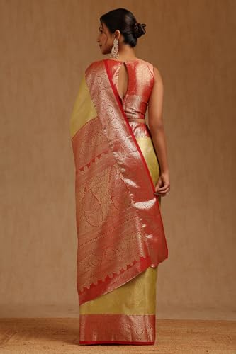 Soch Womens Light Green Silk Blend Zari Woven Saree