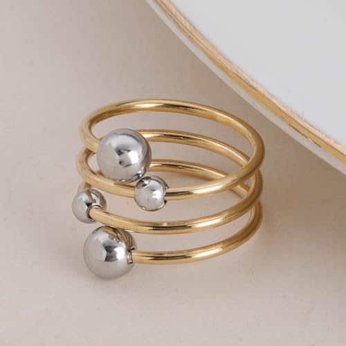 PALMONAS Spring Ball Adjustable Ring for Women - Gift for Girls & Women, Women's Jewellery | Waterproof & Anti Tarnish Rings