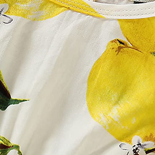 Hopscotch Baby Girls Cotton Lemon Print Sleeveless Onesie with Headband in Yellow Color for Ages 6-9 Months