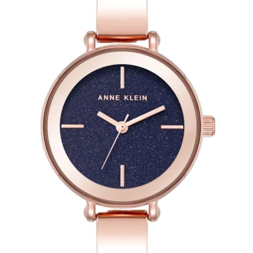 Anne Klein 3 Hands Analog Navy Round Dial Rose Gold Alloy Watch for Women - AKB5116NVST