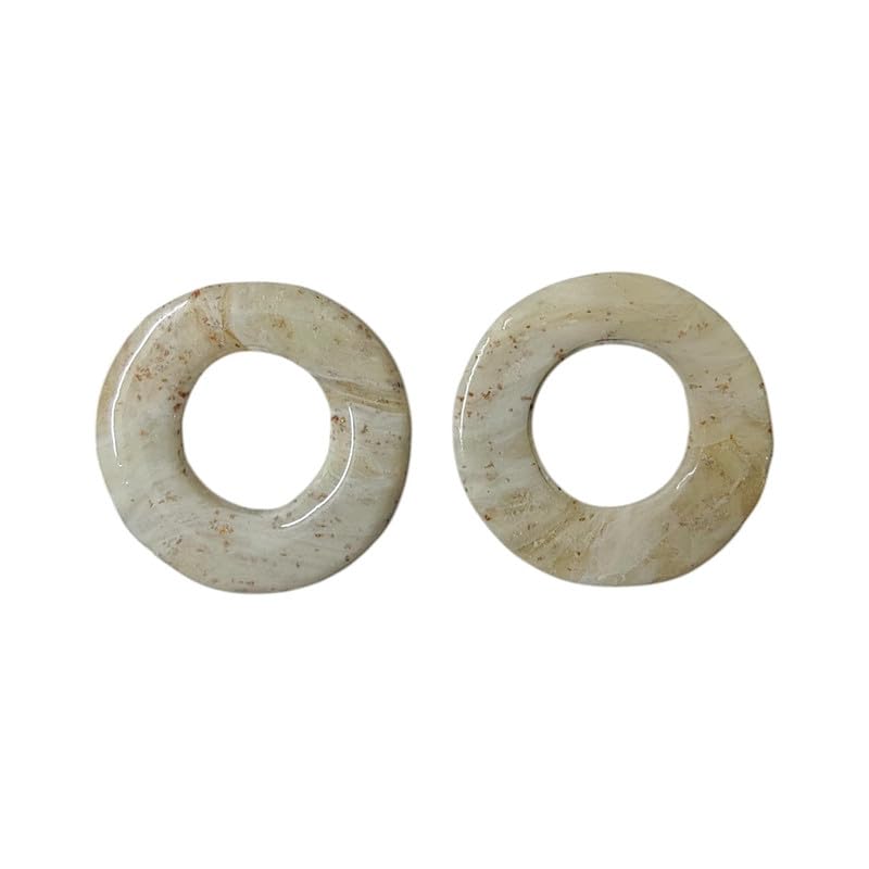 Accessher Aesthetic Cream Coloured Circular Statement Earrings/Handmade Polymer Clay Earrings for Women and Girls