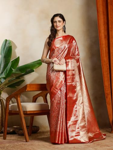 Meena Bazaar Women's Art Silk Saree | Elegant Designer Silk Saree | Soft Lightweight Traditional Ethnic Saree for Wedding, Festival, Party & Special Occasions