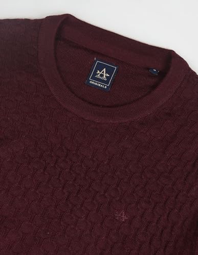 Arrow Merino Wool Patterned Knit Sweater Maroon