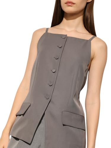 ONLY Women's Solid Regular Fit Grey Waistcoat