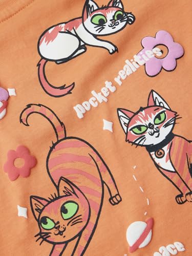 The Souled Store Marvel: Flerkittens Short Sleeves Round Neck Orange Printed Girls Cotton T-Shirts (2-8 Yrs)
