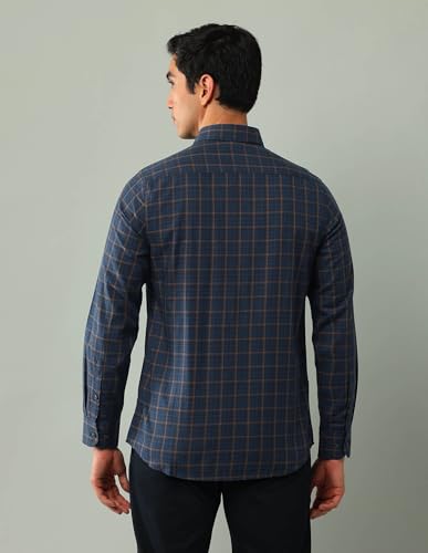 Arrow Sports Men's Checkered Slim Fit Shirt (ASAJSH1414_Dark Blue
