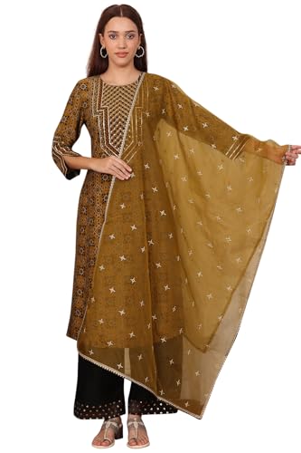 W for Woman Mustard Yellow Dori Embroidered Organza Dupatta