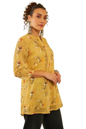 Soch Women's Regular Tunic (FWS4TU30072A_Mustard