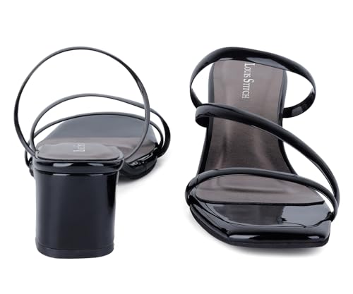 LOUIS STITCH Trendy Strap Black Design Block Heel Sandals for Women – High Heel Sandals