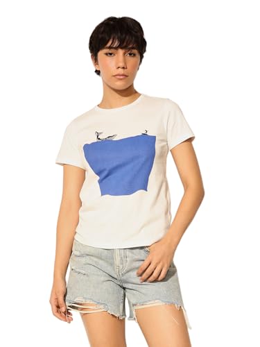 ONLY Women's Regular Fit White T-Shirt