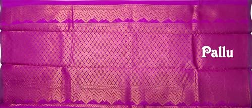 SREE KUMARAN Women's Kanchipuram Soft Silk Pure Pattu Sarees, No Border/Zero Border With Blouse (VSK329-2)