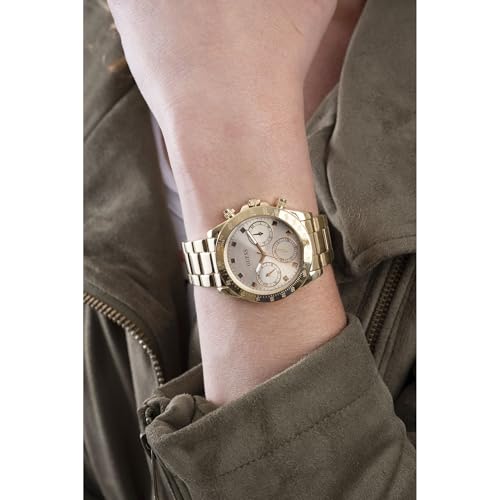 GUESS Women Champagne Round Dial Multi Function Watch - GW0314L2M