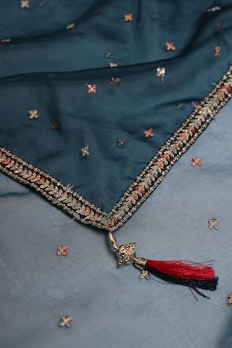 Soch Women's Chinon Lehenga Choli (OWA4CD21238_Teal Green_XL)